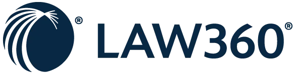 Law360 logo featuring a dark blue circle with curved white lines on the left and the text "LAW360" in bold dark blue letters on the right, representing trusted sources for topics such as New York City tax whistleblower lawyer insights and Silicon Valley CFTC whistleblower attorneys.